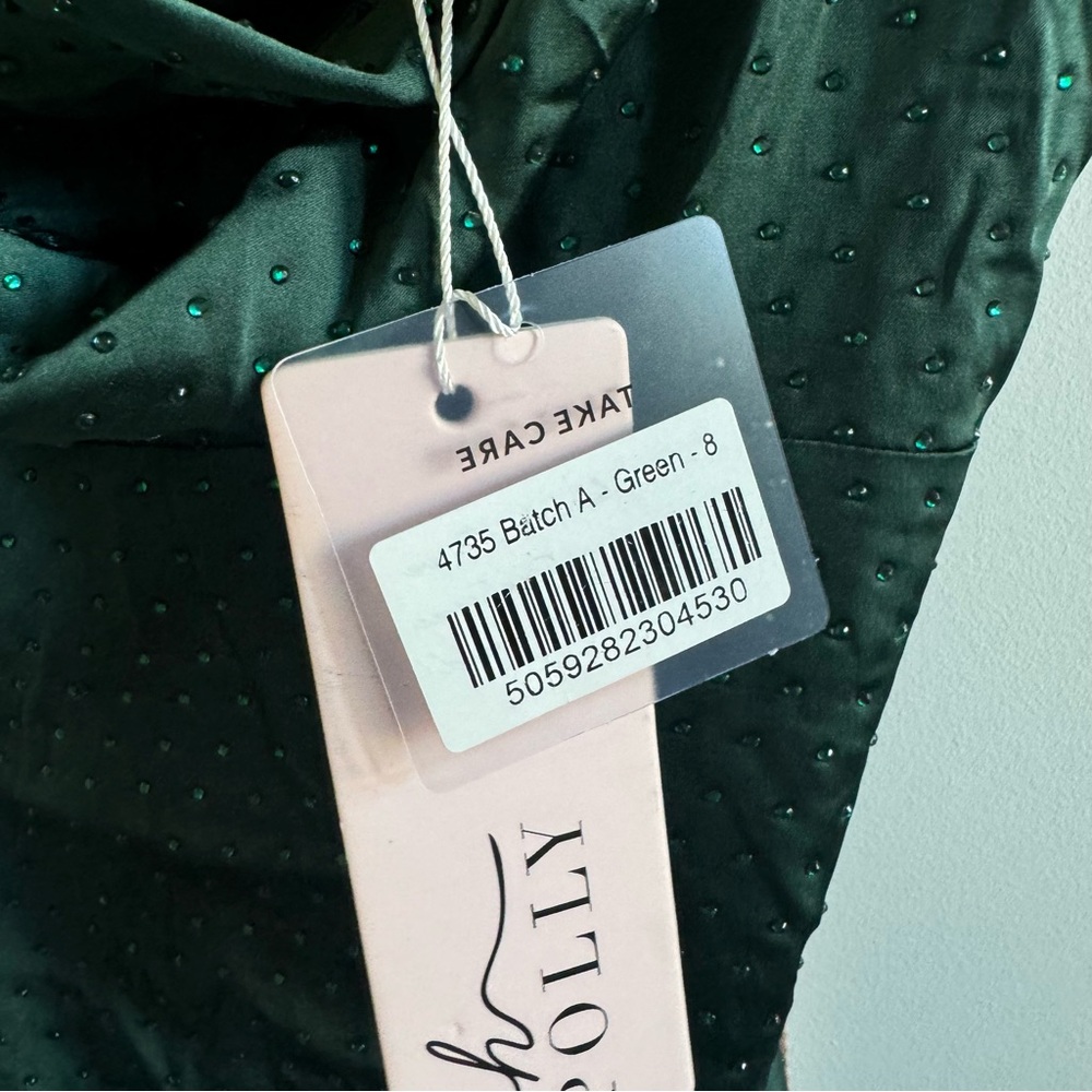 NWT Princess Polly | Emerald Cowl Neck Mini Dress Rhinestone Embellished Size 4 - Picture 6 of 6